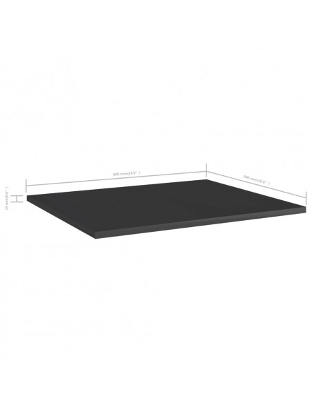 Ripiani per Libreria 8pz Nero Lucido 60x50x1,5cm Multistrato