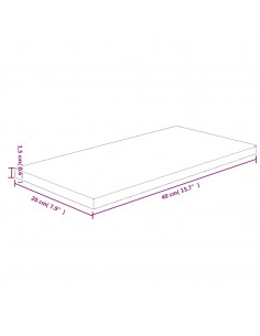 Ripiano 40x20x1,5 cm Legno Massello di Rovere Non Trattato
