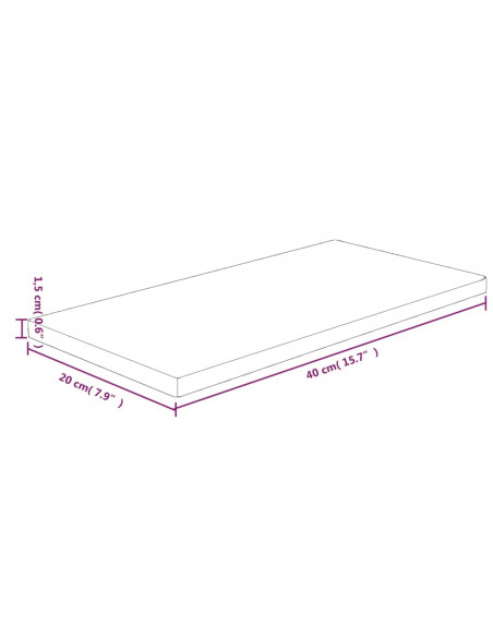 Ripiano 40x20x1,5 cm Legno Massello di Rovere Non Trattato