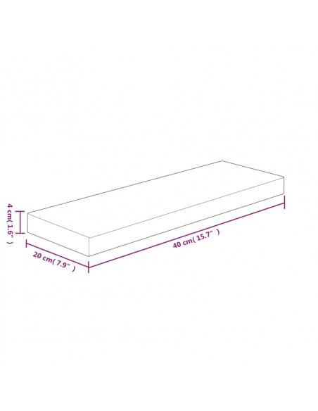 Ripiano 40x20x4 cm Legno Massello di Rovere Non Trattato