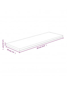 Ripiano 60x20x1,5 cm Legno Massello di Rovere Non Trattato
