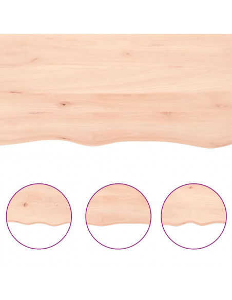 Ripiano a Parete 200x40x(2-6) cm Massello Rovere Non Trattato