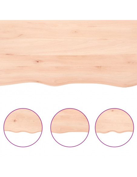 Ripiano a Parete 220x30x(2-6) cm Massello Rovere Non Trattato