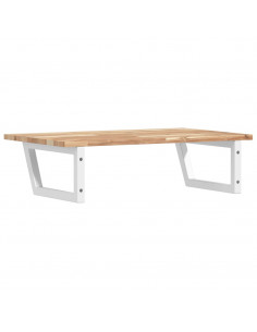 Ripiano a Parete per Lavabo in Acciaio e Massello di Acacia