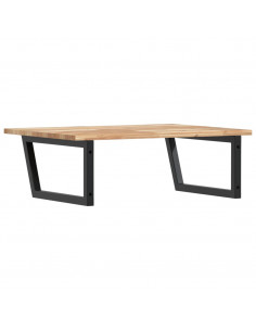 Ripiano a Parete per Lavabo in Acciaio e Massello di Acacia