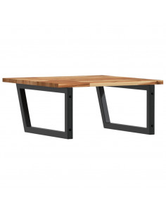 Ripiano a Parete per Lavabo in Acciaio e Massello di Acacia