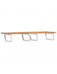 Ripiano a Parete per Lavabo in Acciaio e Massello di Acacia