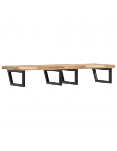 Ripiano a Parete per Lavabo in Acciaio e Massello di Acacia