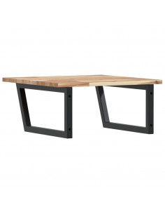 Ripiano a Parete per Lavabo in Acciaio e Massello di Acacia