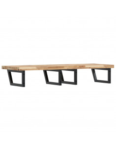 Ripiano a Parete per Lavabo in Acciaio e Massello di Acacia