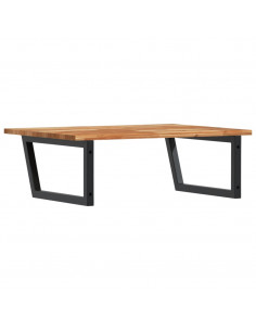 Ripiano a Parete per Lavabo in Acciaio e Massello di Acacia