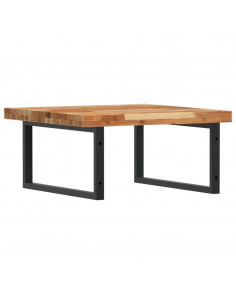 Ripiano a Parete per Lavabo in Acciaio e Massello di Acacia