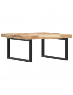 Ripiano a Parete per Lavabo in Acciaio e Massello di Acacia