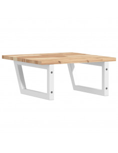 Ripiano a Parete per Lavabo in Acciaio e Massello di Acacia