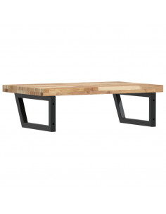 Ripiano a Parete per Lavabo in Acciaio e Massello di Acacia