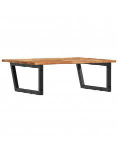 Ripiano a Parete per Lavabo in Acciaio e Massello di Acacia