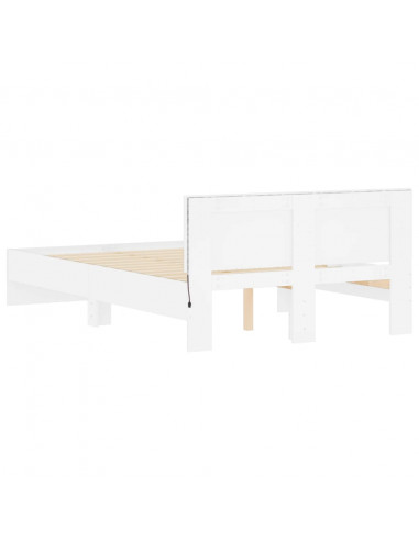 Giroletto con Testiera e LED Bianco 135x190 cm