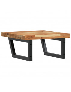 Ripiano a Parete per Lavabo in Acciaio e Massello di Acacia