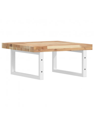 Ripiano a Parete per Lavabo in Acciaio e Massello di Acacia