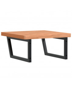 Ripiano a Parete per Lavabo in Acciaio e Massello di Faggio