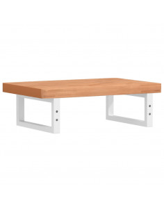 Ripiano a Parete per Lavabo in Acciaio e Massello di Faggio