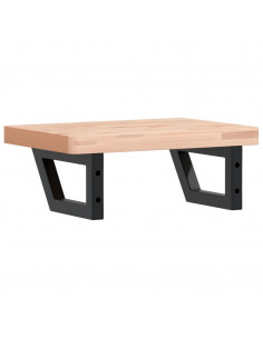 Ripiano a Parete per Lavabo in Acciaio e Massello di Faggio