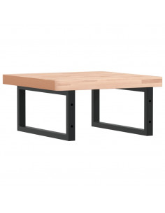 Ripiano a Parete per Lavabo in Acciaio e Massello di Faggio