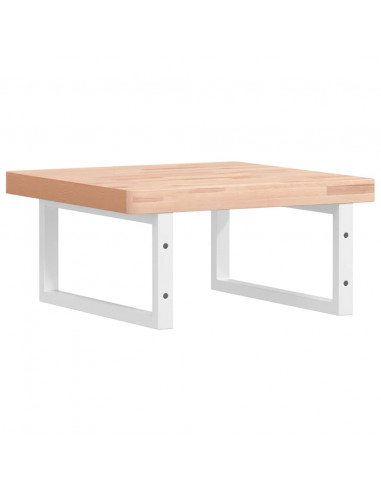 Ripiano a Parete per Lavabo in Acciaio e Massello di Faggio