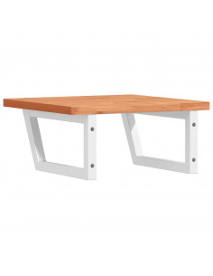 Ripiano a Parete per Lavabo in Acciaio e Massello di Faggio