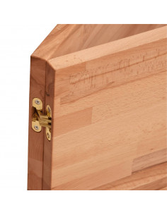 Ripiano a Parete per Lavabo in Acciaio e Massello di Faggio