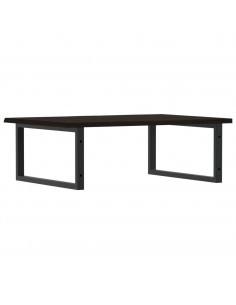 Ripiano a Parete per Lavabo in Acciaio e Massello di Rovere