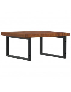 Ripiano a Parete per Lavabo in Acciaio e Massello di Rovere