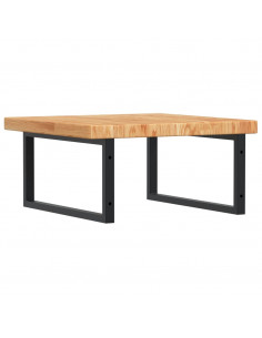 Ripiano a Parete per Lavabo in Acciaio e Massello di Rovere