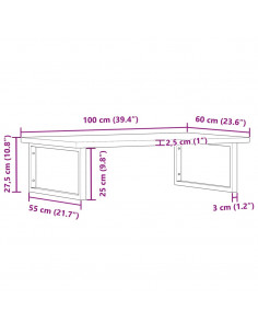 Ripiano a Parete per Lavabo in Acciaio e Massello di Rovere