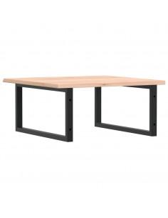 Ripiano a Parete per Lavabo in Acciaio e Massello di Rovere