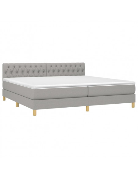Letto a Molle Materasso e LED Grigio Chiaro 200x200 cm Tessuto