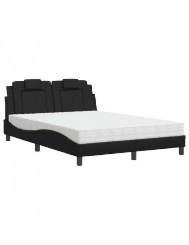 Letto con Materasso Nero 140x190 cm in Similpelle