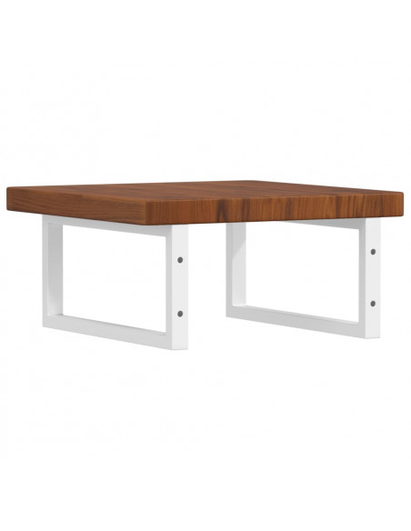 Ripiano a Parete per Lavabo in Acciaio e Massello di Rovere