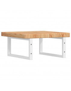 Ripiano a Parete per Lavabo in Acciaio e Massello di Rovere