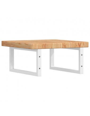 Ripiano a Parete per Lavabo in Acciaio e Massello di Rovere