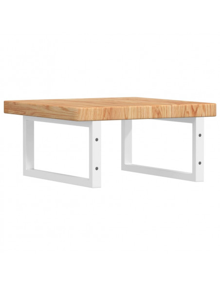 Ripiano a Parete per Lavabo in Acciaio e Massello di Rovere