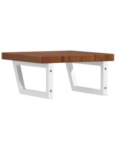 Ripiano a Parete per Lavabo in Acciaio e Massello di Rovere 2