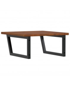 Ripiano a Parete per Lavabo in Acciaio e Massello di Rovere 2