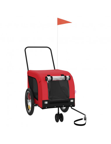 Rimorchio da Bici per Animali Rosso e Nero Oxford e Ferro