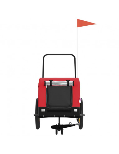 Rimorchio da Bici per Animali Rosso e Nero Oxford e Ferro