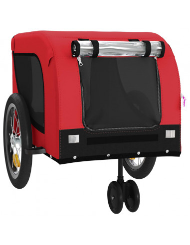 Rimorchio da Bici per Animali Rosso e Nero Oxford e Ferro