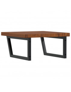 Ripiano a Parete per Lavabo in Acciaio e Massello di Rovere