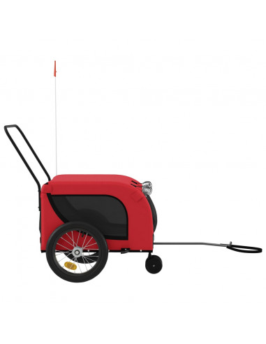 Rimorchio da Bici per Animali Rosso e Nero Oxford e Ferro