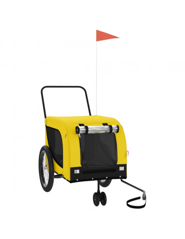 Rimorchio da Bici per Animali Giallo e Nero Oxford e Ferro