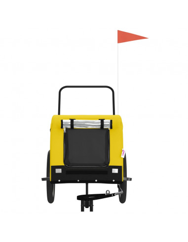 Rimorchio da Bici per Animali Giallo e Nero Oxford e Ferro